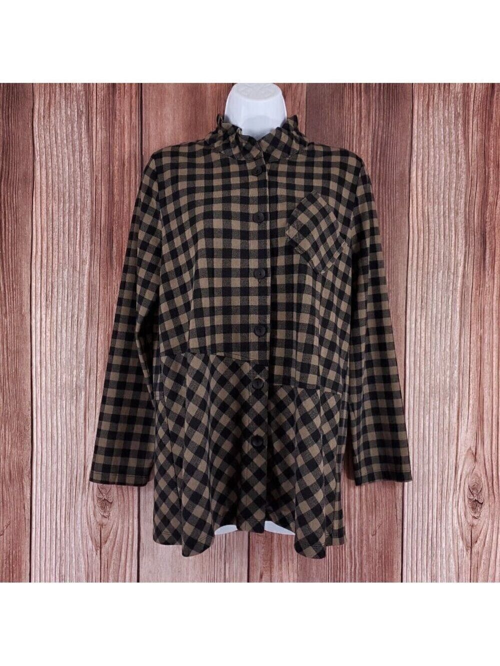 NWT Terra SJ Apparel Womens Size Small Taupe Button Front Shirt Tunic Top $113